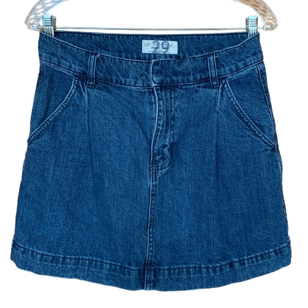 Vintage WE THE FREE Y2K Pleated Boho Denim Jean Mini Skirt \ Sz 29
